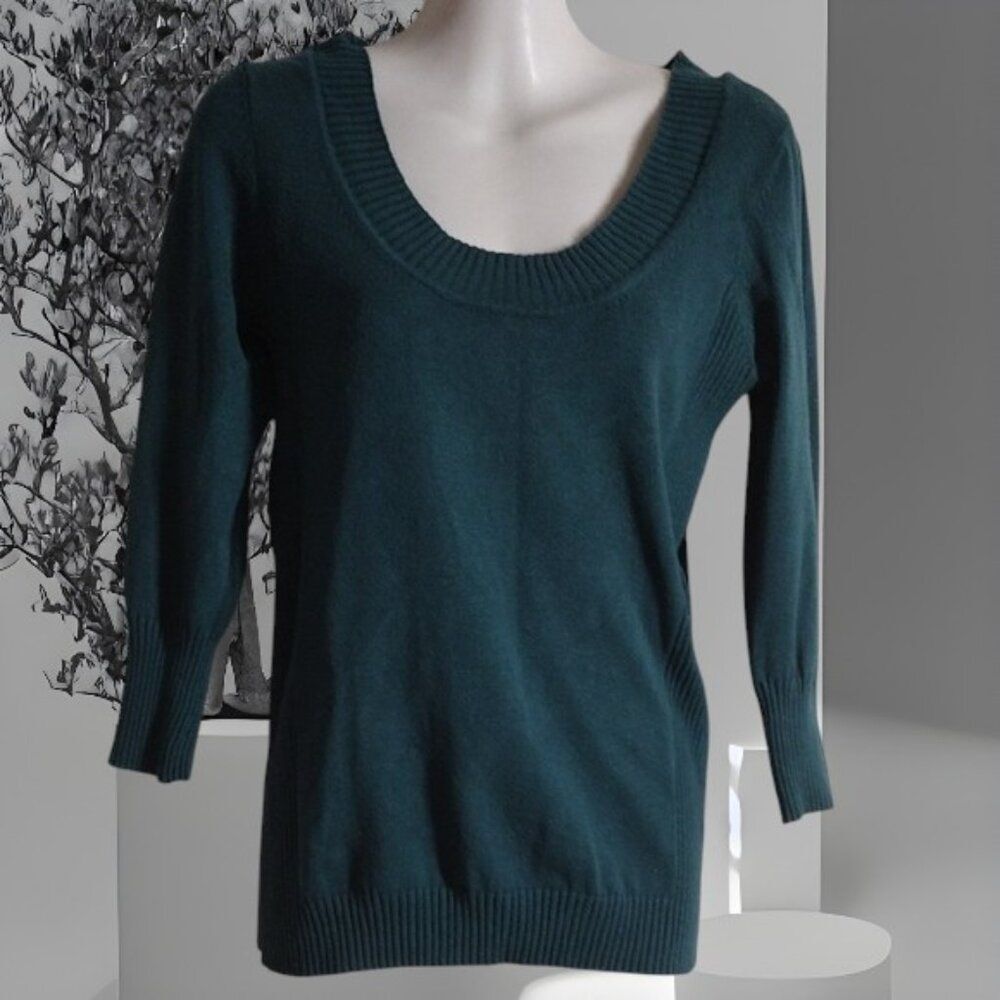 Attention Deep Teal Scoop Neck Sweater Size Medium